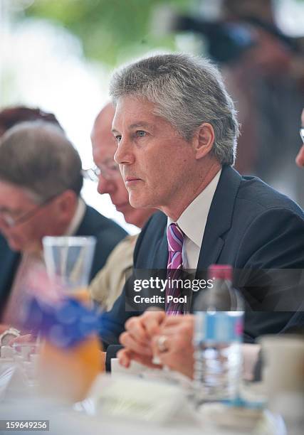 Australian Defence Minister Stephen Smith speaks at the AUKMIN consultations on January 18, 2013 in Perth, Australia. UK Defence Secretary Philip...