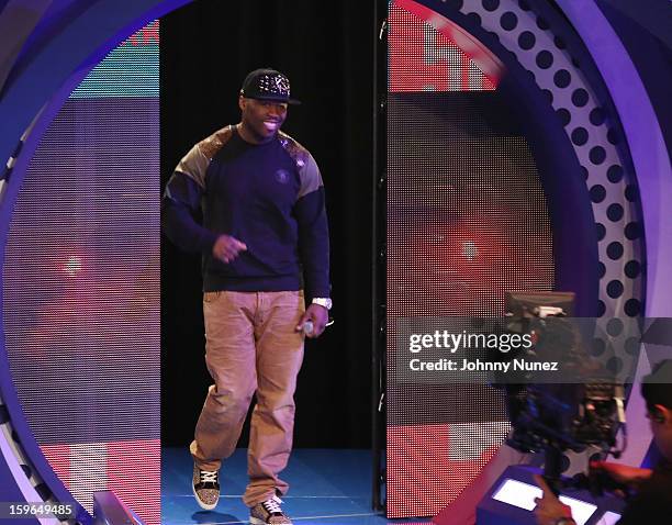 Cent visits BET's "106 & Park" at BET Studios on January 17, 2013 in New York City.