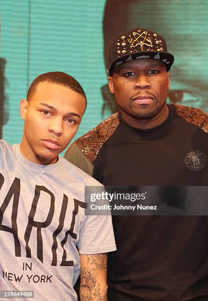 Bow Wow and 50 Cent visit BET's "106 & Park" at BET Studios on January 17, 2013 in New York City.