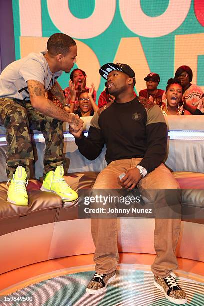 Bow Wow and 50 Cent visit BET's "106 & Park" at BET Studios on January 17, 2013 in New York City.