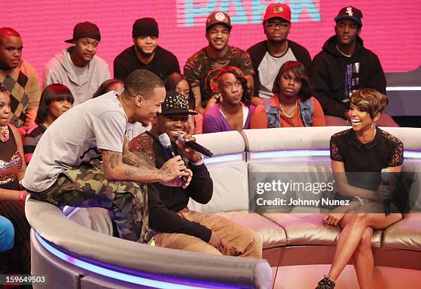 Bow Wow, 50 Cent and Miss Mykie visits BET's "106 & Park" at BET Studios on January 17, 2013 in New York City.