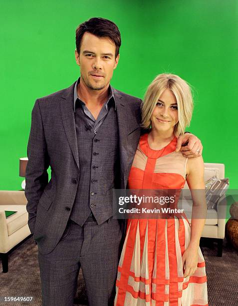 Actors Josh Duhamel and Julianne Hough pose at A Night with Nicholas Sparks' Safe Haven: Filmmakers, Author and Stars Bring The Book To Life at...