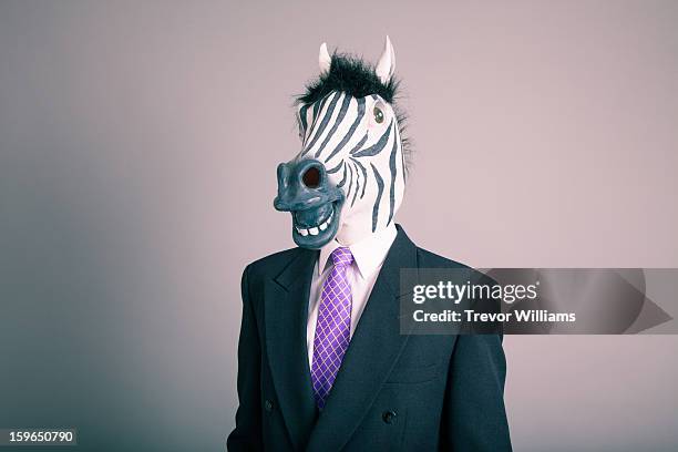 a human figure with a zabra head - animal head stock pictures, royalty-free photos & images