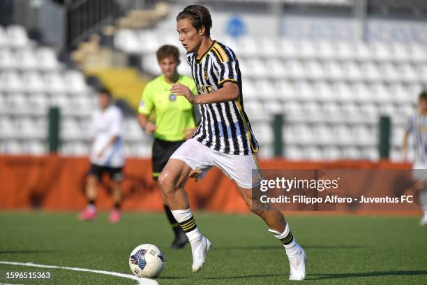 Kenan Yildiz of Juventus during the Friendly Match between Pro Vercelli and Juventus Next Gen at Stadio Silvio Piola on August 13, 2023 in Vercelli,...