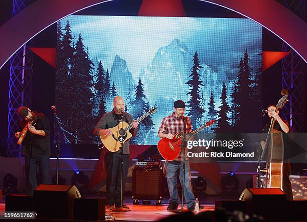 Poor Man's Poison performs at the 31st annual Texaco Country Showdown National final at the Ryman Auditorium on January 17, 2013 in Nashville,...