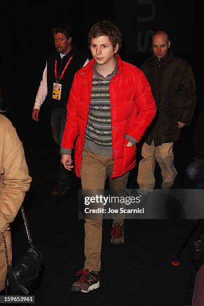 Actor Michael Cera attends the "Crystal Fairy" premiere during the 2013 Sundance Film Festival at The Marc Theatre on January 17, 2013 in Park City,...