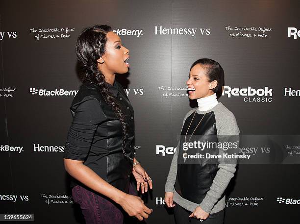 Jennifer Hudson and Alicia Keys attend the Hennessy VS Presents "The Inevitable Defeat of Mister and Pete" sponsored by Reebok and Blackberry at the...