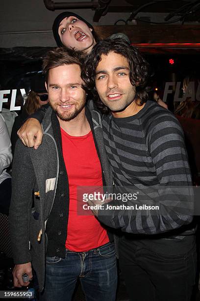 Brian Geraghty, Skylar Grey and Adrian Grenier at the Lil Jon Birthday Party at Downstairs Bar on January 17, 2013 in Park City, Utah.