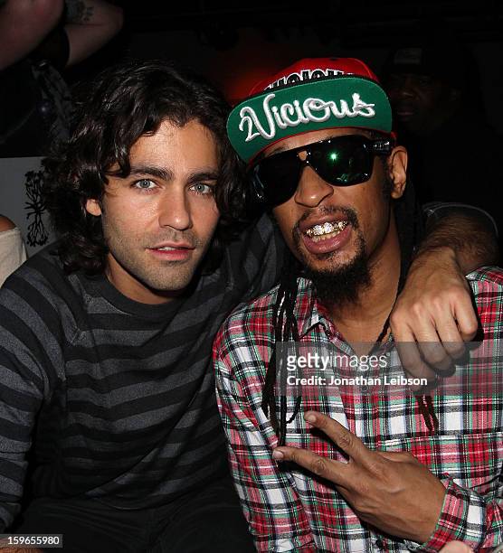 Adrian Grenier and Lil Jon at the Lil Jon Birthday Party at Downstairs Bar on January 17, 2013 in Park City, Utah.