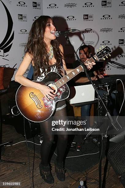 Kate Voegele performs at the Lil Jon Birthday Party at Downstairs Bar on January 17, 2013 in Park City, Utah.