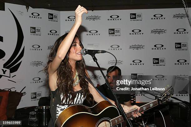 Kate Voegele performs at the Lil Jon Birthday Party at Downstairs Bar on January 17, 2013 in Park City, Utah.