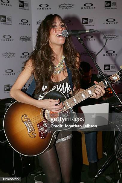 Kate Voegele performs at the Lil Jon Birthday Party at Downstairs Bar on January 17, 2013 in Park City, Utah.