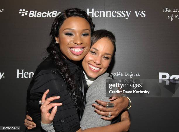 Jennifer Hudson and Alicia Keys attend Hennessy VS Presents "The Inevitable Defeat of Mister and Pete" sponsored by Reebok and Blackberry at the...