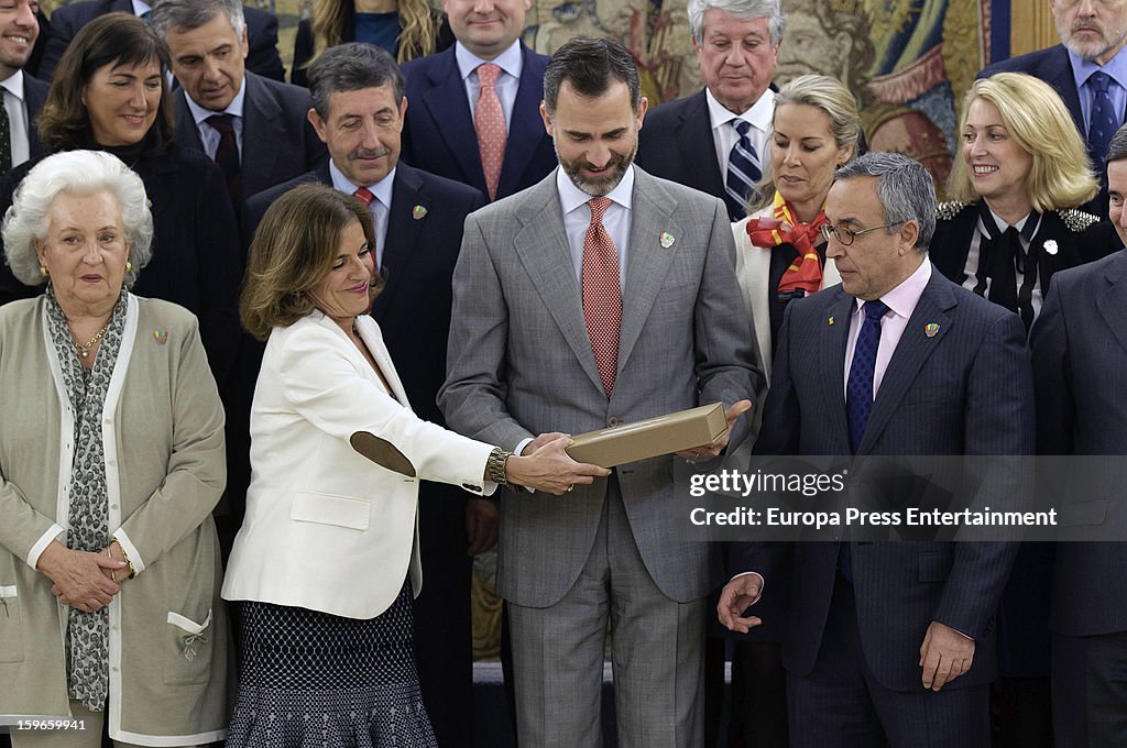 Prince Felipe of Spain Attends Audiences In Zarzuela Palace