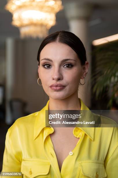 Ambrosia Caldarelli poses after the interviews about the movie "Non sono quello che sono - The tragedy of Othello di W. Shakespeare" by Edoardo Leo...