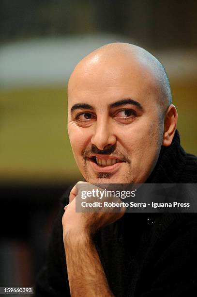 Italian author and writer Gianluca Morozzi attends the "Nastro di Moebius" conference at San Giorgio in Poggiale Library on January 16, 2013 in...