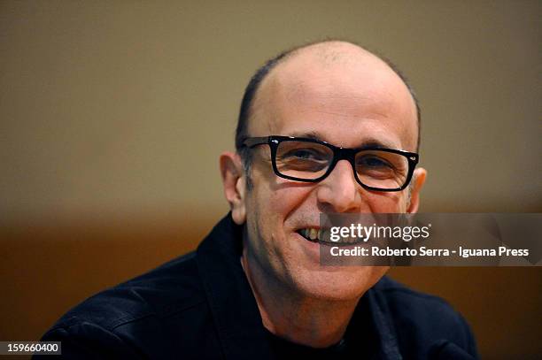 Italian author and musician Emidio Clementi attends the "Nastro di Moebius" conference at San Giorgio in Poggiale Library on January 16, 2013 in...