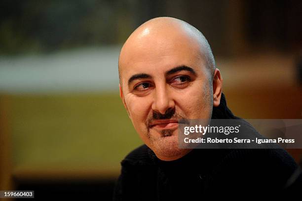 Italian author and writer Gianluca Morozzi attends the "Nastro di Moebius" conference at San Giorgio in Poggiale Library on January 16, 2013 in...