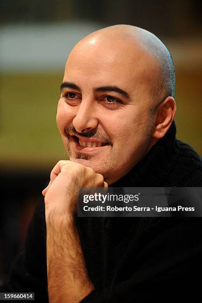 Italian author and writer Gianluca Morozzi attends the "Nastro di Moebius" conference at San Giorgio in Poggiale Library on January 16, 2013 in...