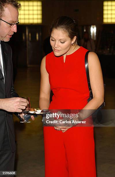 Princess Victoria of Sweden attends a Swedish week exhibition "Aires de Suecia" at Circulo de Bellas Artes November 7, 2002 in Madrid, Spain.