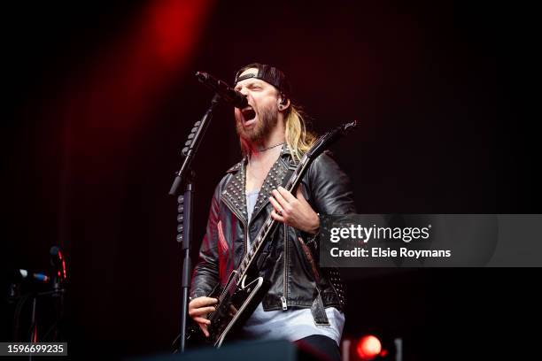 Matthew Tuck of Bullet for My Valentine performs at Lokerse Feesten Festival on August 6, 2023 in Lokeren, Belgium