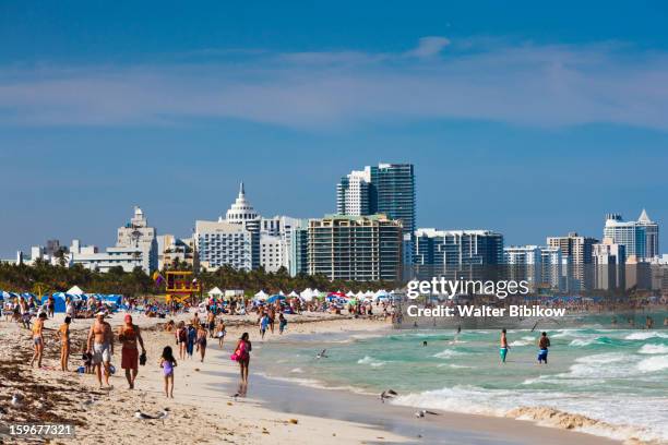 miami beach viewed from south pointe park - miami beach south pointe park foto e immagini stock