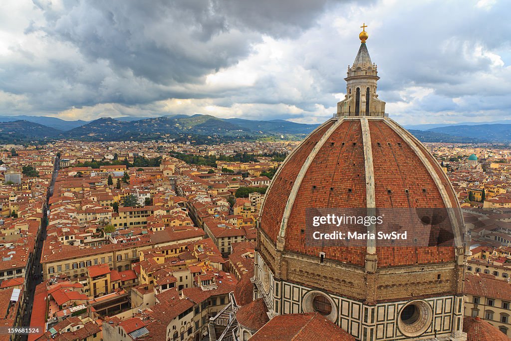 View over Florence and the Dome With Storm Clouds