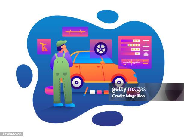 ilustrações, clipart, desenhos animados e ícones de afinação do carro, quadro de bolha - aerografia