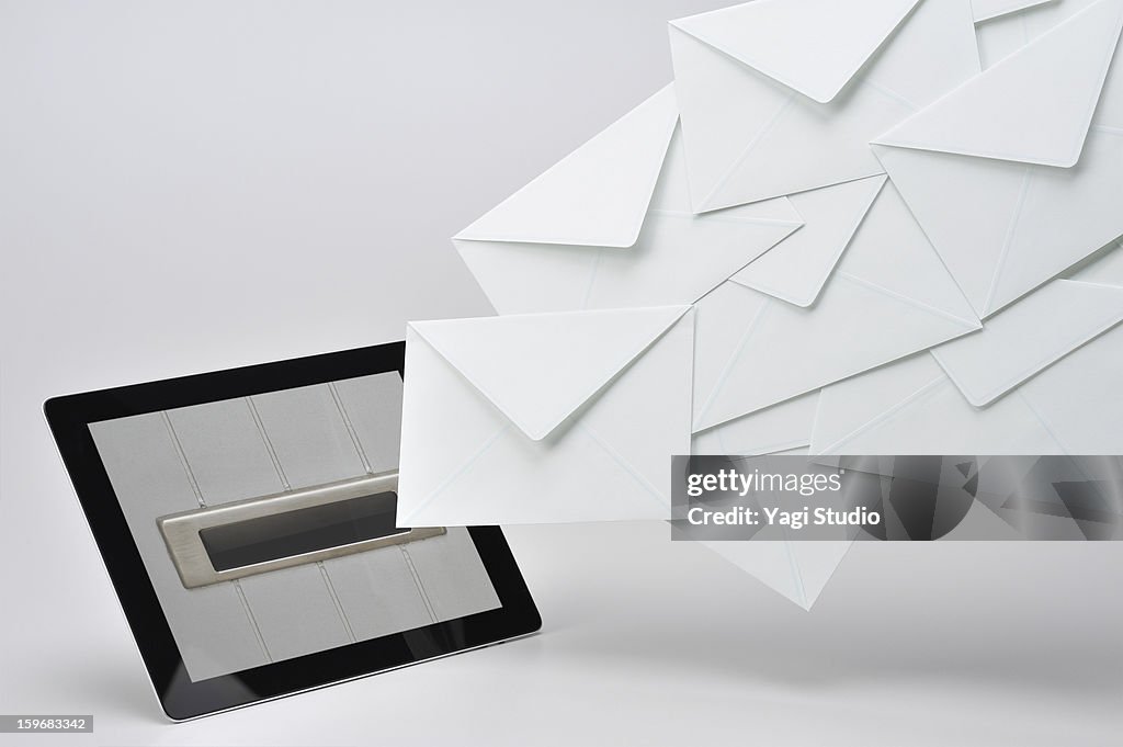 The posting email on the tablet