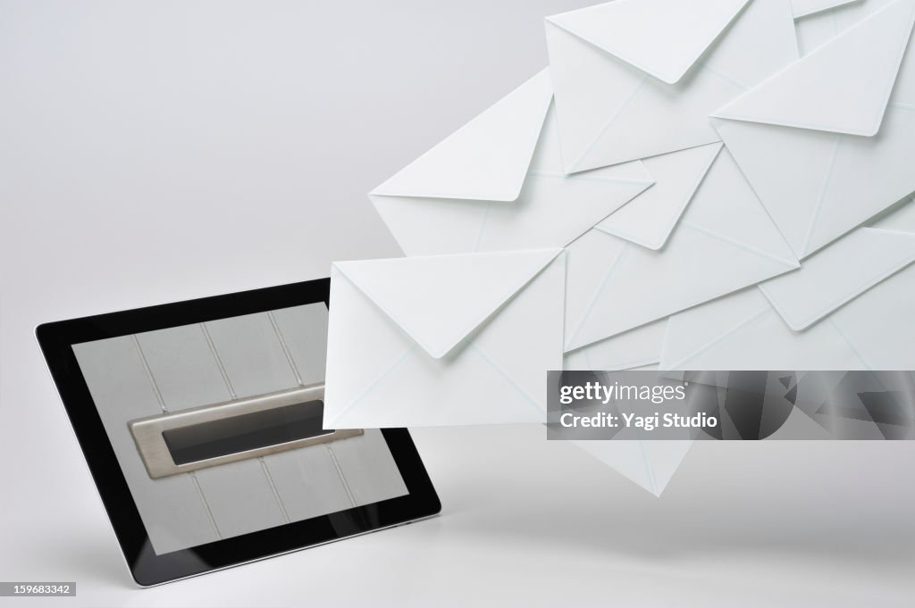 The posting email on the tablet