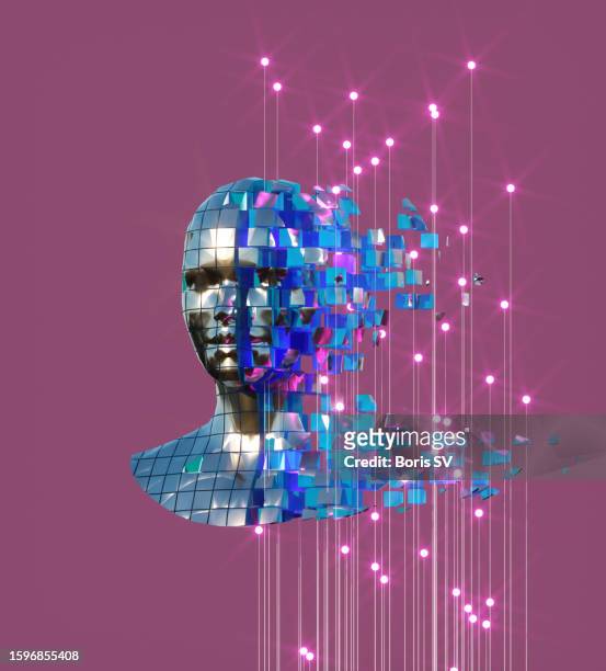 pixelated head - genius concept stock pictures, royalty-free photos & images