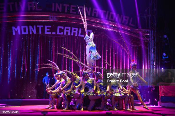 Circus performers during the opening of the Monte-Carlo 37th International Circus Festival on January 17, 2013 in Monte-Carlo, Monaco.