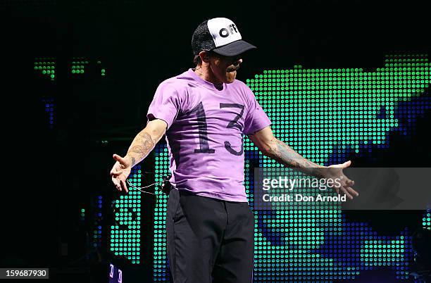 Anthony Kiedis of The Red Hot Chilli Peppers performs live on stage at Big Day Out 2013 at Sydney Showground on January 18, 2013 in Sydney, Australia.