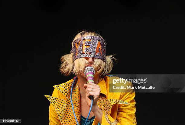 Karen O of Yeah Yeah Yeahs performs live on stage at Big Day Out 2013 at Sydney Showground on January 18, 2013 in Sydney, Australia.