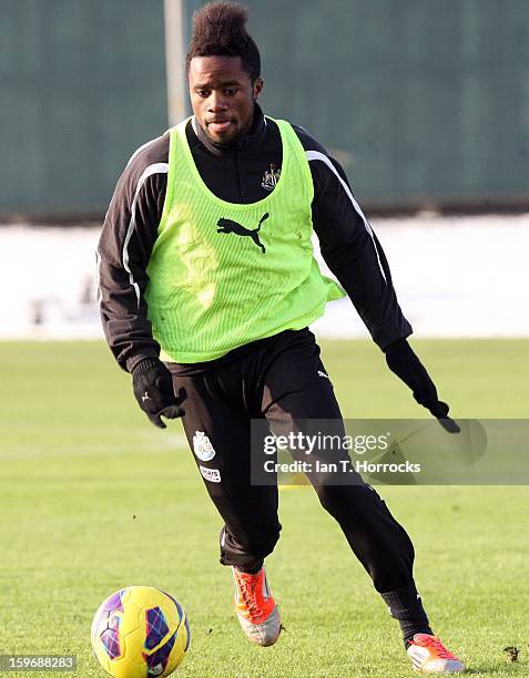 Gael Bigrimana in action during Newcastle United training session at the Little Benton Training Ground on January 18, 2013 in Newcastle upon Tyne,...