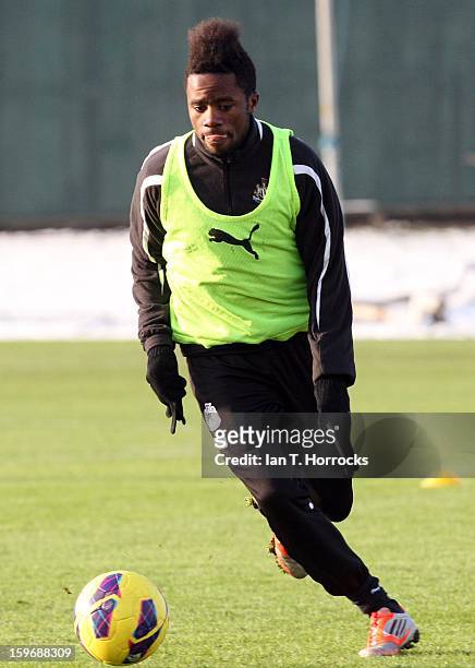 Gael Bigrimana in action during Newcastle United training session at the Little Benton Training Ground on January 18, 2013 in Newcastle upon Tyne,...