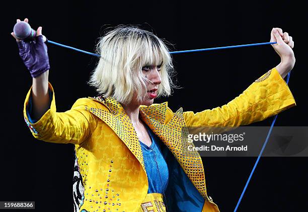 Karen O of Yeah Yeah Yeahs performs live on stage at Big Day Out 2013 at Sydney Showground on January 18, 2013 in Sydney, Australia.