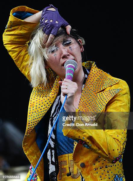 Karen O of Yeah Yeah Yeahs performs live on stage at Big Day Out 2013 at Sydney Showground on January 18, 2013 in Sydney, Australia.