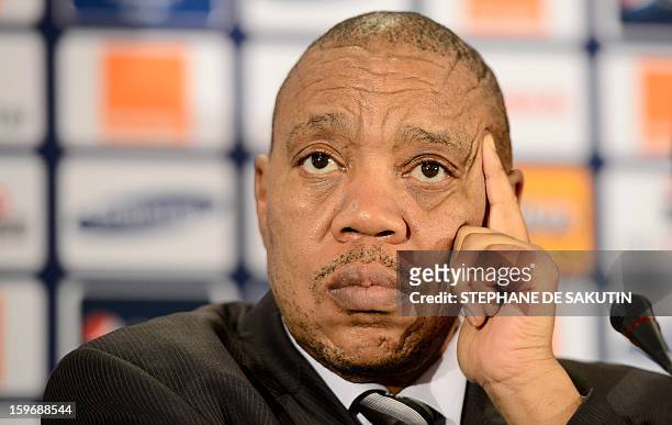 Chief Executive of the Local Organising Committee of the 2013 Africa Cup of Nations , Mvuzo Mbebe talks to Confederation of African Football...