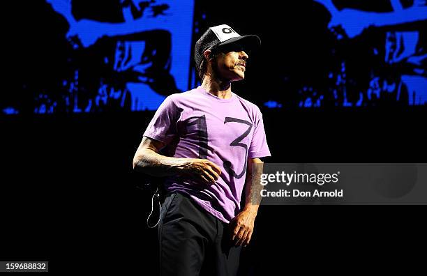 Anthony Kiedis of The Red Hot Chilli Peppers performs live on stage at Big Day Out 2013 at Sydney Showground on January 18, 2013 in Sydney, Australia.