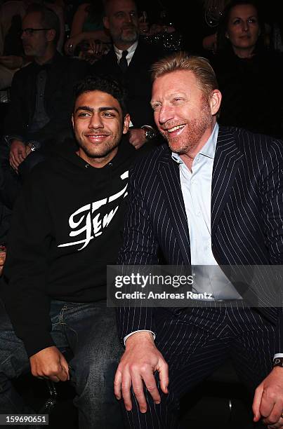 Noah Becker and Boris Becker attends Miranda Konstantinidou Autumn/Winter 2013/14 fashion show during Mercedes-Benz Fashion Week Berlin at...