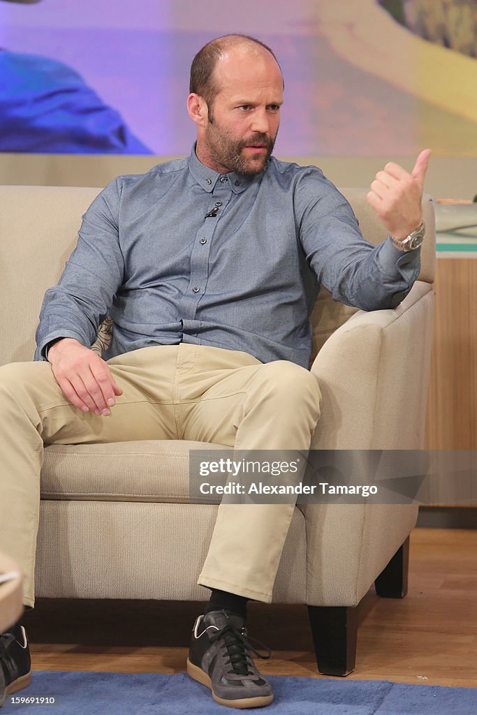 Jason Statham On Set Of "Despierta America" In Miami