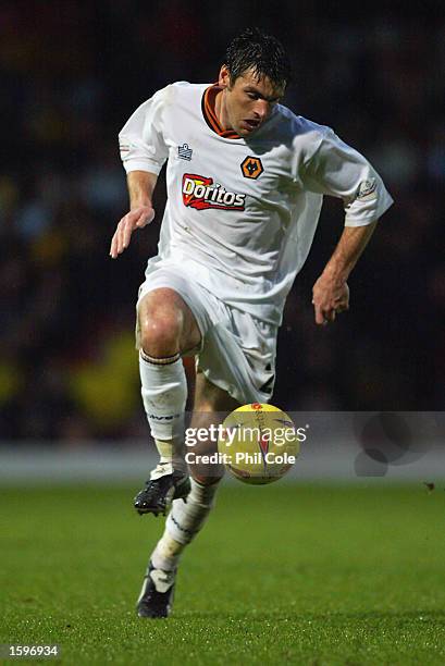 Marc Edworthy of Wolverhampton Wanderers brings the ball under control during the Nationwide League Division One match between Watford and...