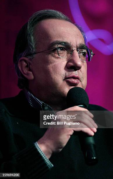 Sergio Marchionne, Chairman and CEO , Chrysler Group LLC, and CEO, Fiat S.p.A., speaks at the Inforum 11th Annual Auto Show Breakfast at the Detroit...