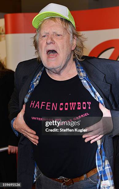 Gunter Gabriel poses for photographers as he arrives for the B.Z. Kulturpreis on January 18, 2013 in Berlin, Germany.