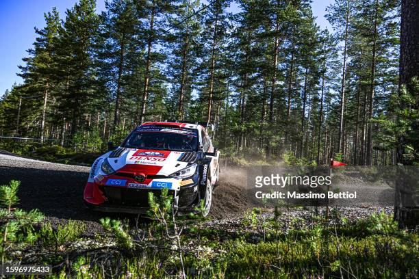 Elfyn Evans of Great Britain and Scott Martin of Great Britain are competing with their Toyota Gazoo Racing WRT Toyota GR Yaris Rally1 during Day...