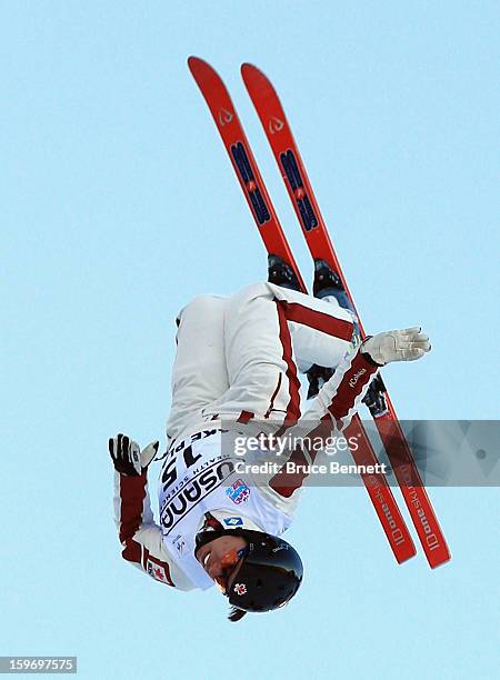 Sabrina Guerin of Canada competes in the qualification round of the USANA Freestyle World Cup aerial competition at the Lake Placid Olympic Jumping...