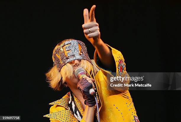 Karen O of Yeah Yeah Yeahs performs live on stage at Big Day Out 2013 at Sydney Showground on January 18, 2013 in Sydney, Australia.