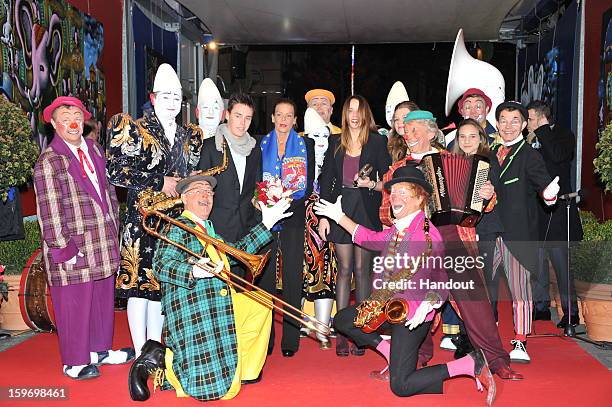 In this handout photo provided by Palais Princier, Louis Ducruet , Princess Stephanie of Monaco, Pauline Ducruet and Camille Gotlieb attends the...