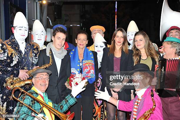 In this handout photo provided by Palais Princier, Louis Ducruet , Princess Stephanie of Monaco, Pauline Ducruet and Camille Gotlieb attends the...